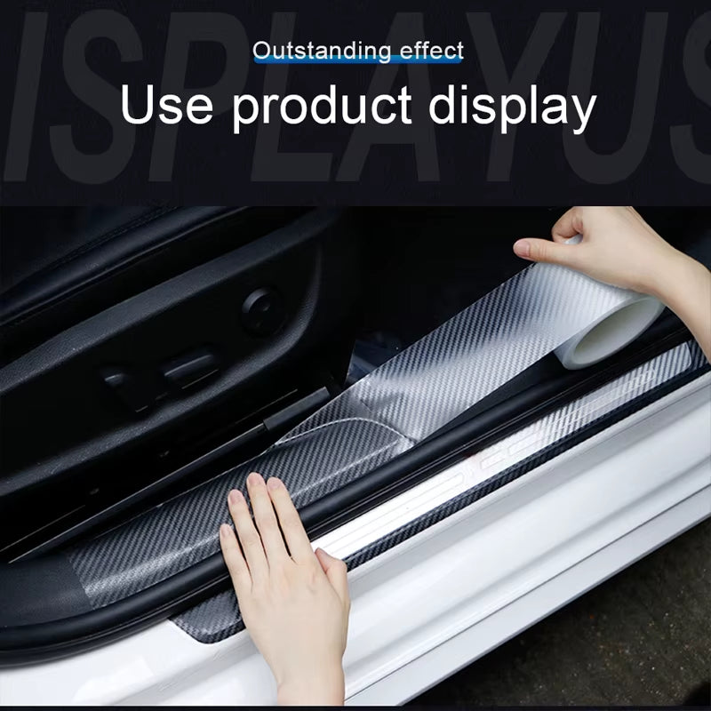 Carbon Fiber Transparent Door Edge Film - Anti-Scratch Auto Door Sill Protector for Bumpers and Trunks