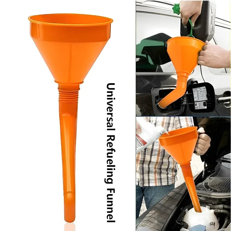 Professional Plastic Funnel for Refueling Gasoline and Engine Oil - Long Mouth Design for Cars and Motorcycles (130/145/160mm)