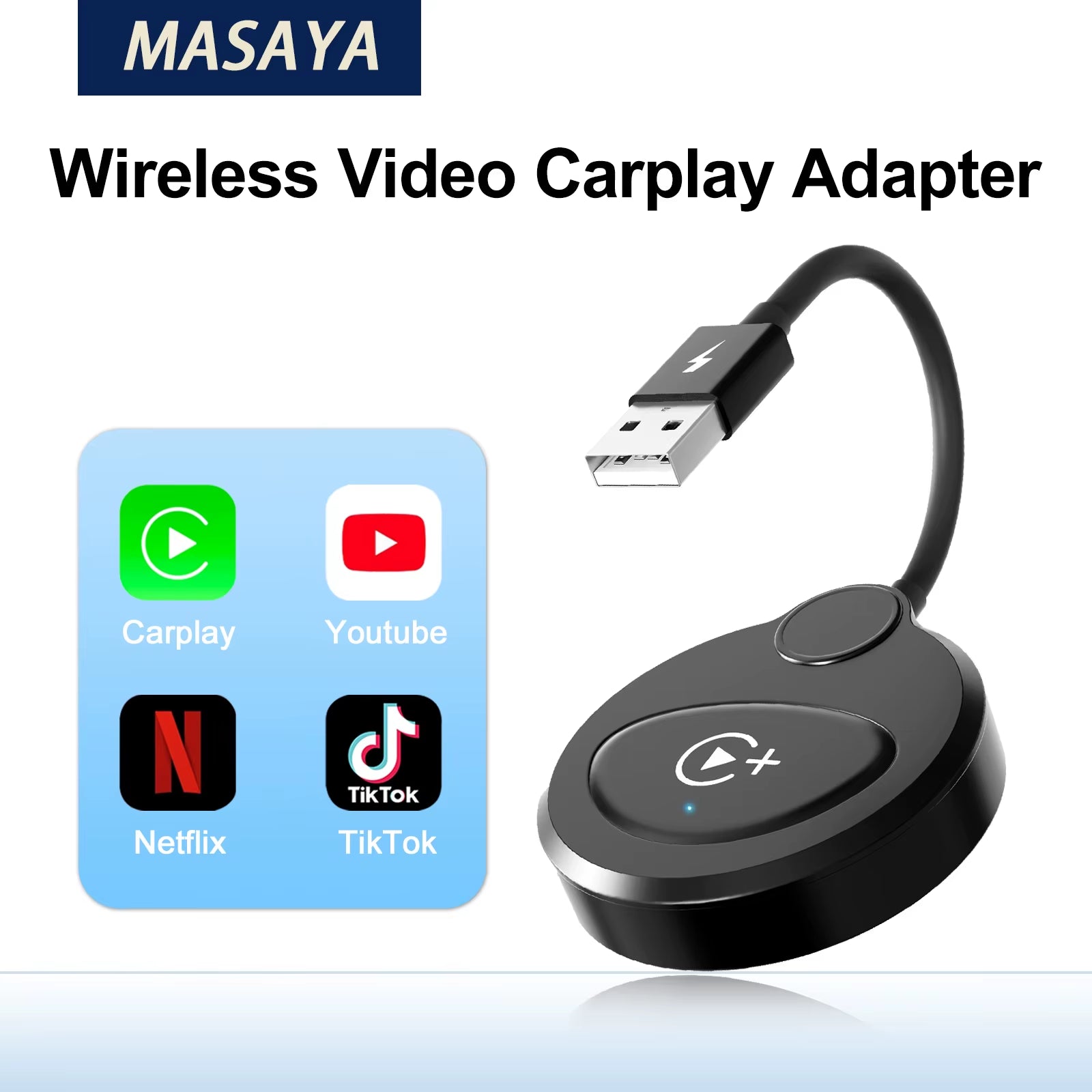 Wireless Video CarPlay Adapter with Streaming Support for OEM Wired CarPlay Vehicles