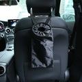 Waterproof Black Car Trash Can with Side Pocket - Leak-Proof Car Garbage Bag