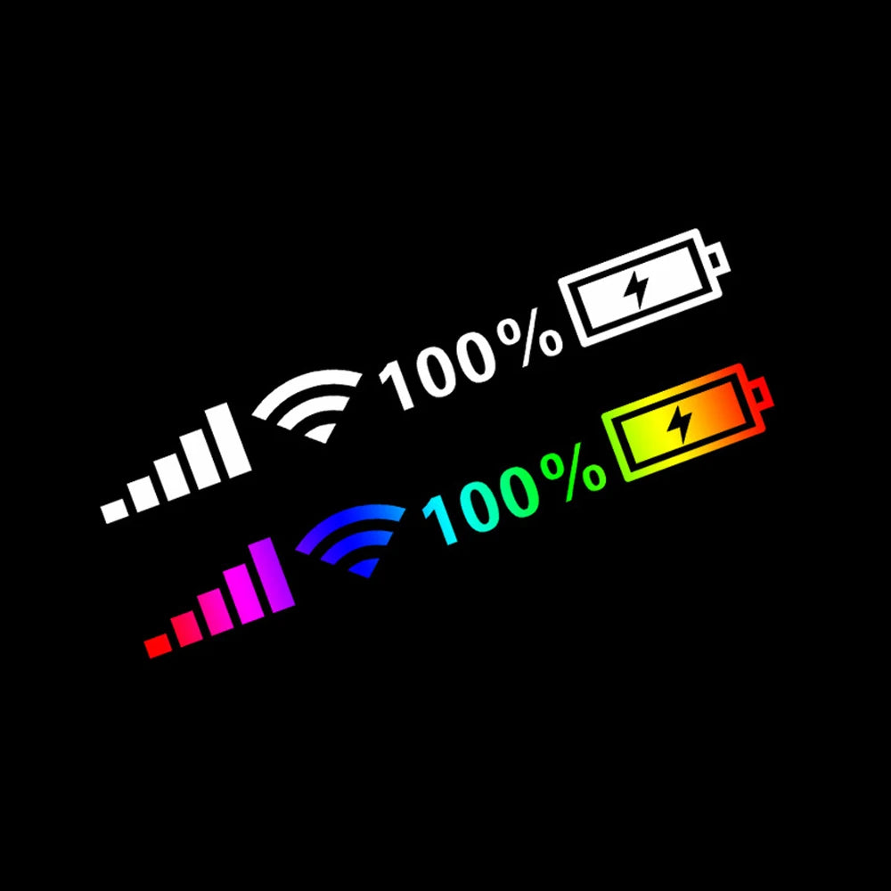 Reflective Car Vinyl Stickers - Wifi Battery Level Signal Decals for Automotive Decor