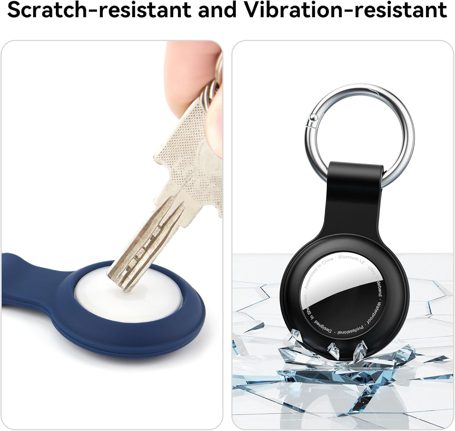 IPX8 Waterproof Airtag Keychain Holder - 4 Pack, Soft Silicone Case, Shockproof & Anti-Scratch with Keyring for Airtag 1st & 2nd Generation Trackers, Ideal for Luggage, Kids, Bags, and Dog Collars