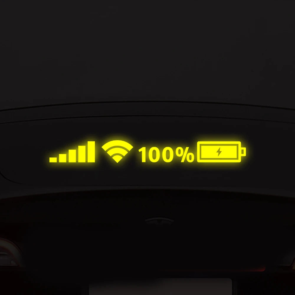 Reflective Car Vinyl Stickers - Wifi Battery Level Signal Decals for Automotive Decor