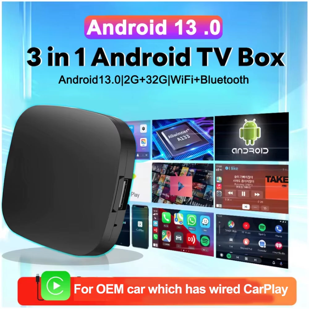 Wireless CarPlay and Android Auto Adapter with TV Streaming for Enhanced In-Car Entertainment
