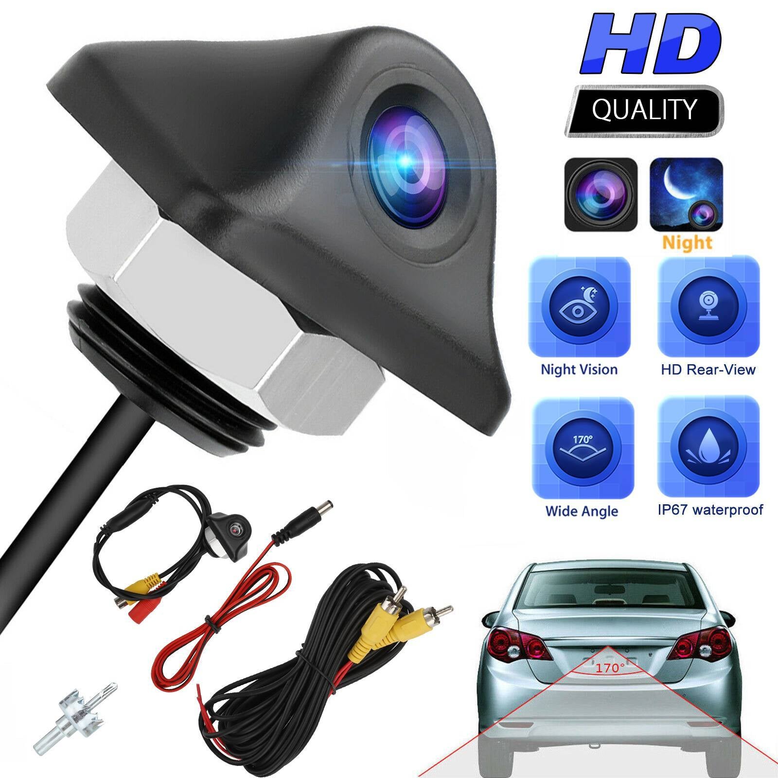 170° High-Definition Waterproof Car Rear View Backup Camera with Night Vision for Enhanced Reverse Parking Assistance