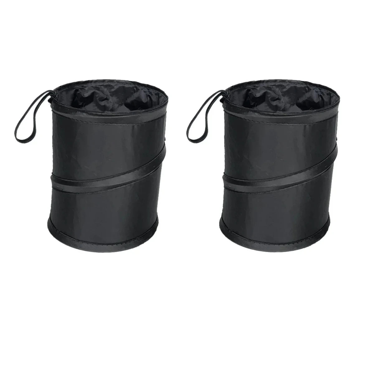 Waterproof Black Car Trash Can with Side Pocket - Leak-Proof Car Garbage Bag