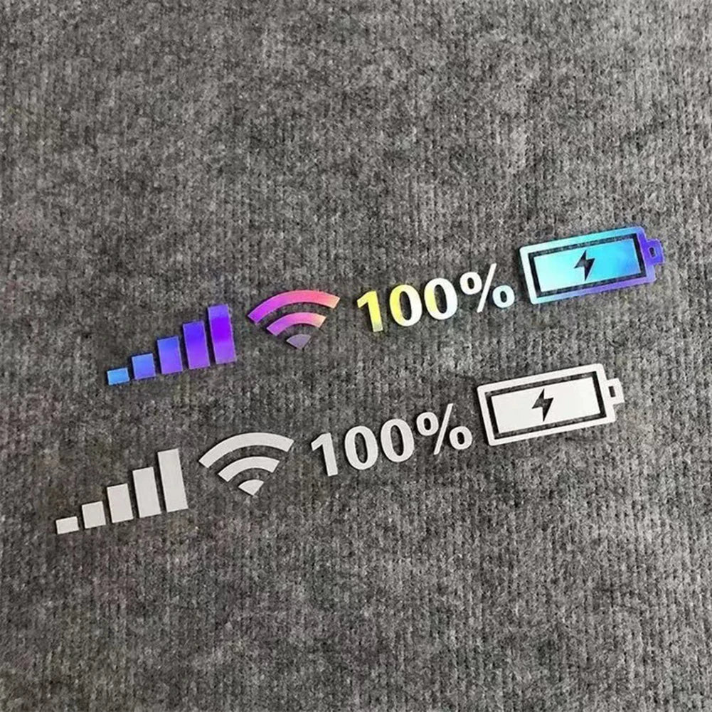 Reflective Car Vinyl Stickers - Wifi Battery Level Signal Decals for Automotive Decor