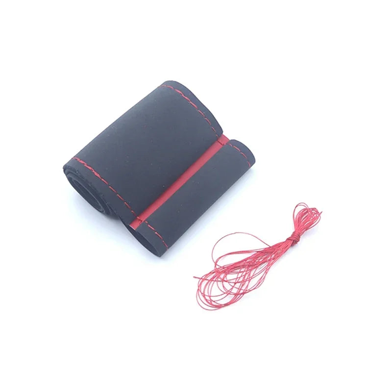 Universal 38CM Suede Leather Steering Wheel Cover - Braided Interior Accessory