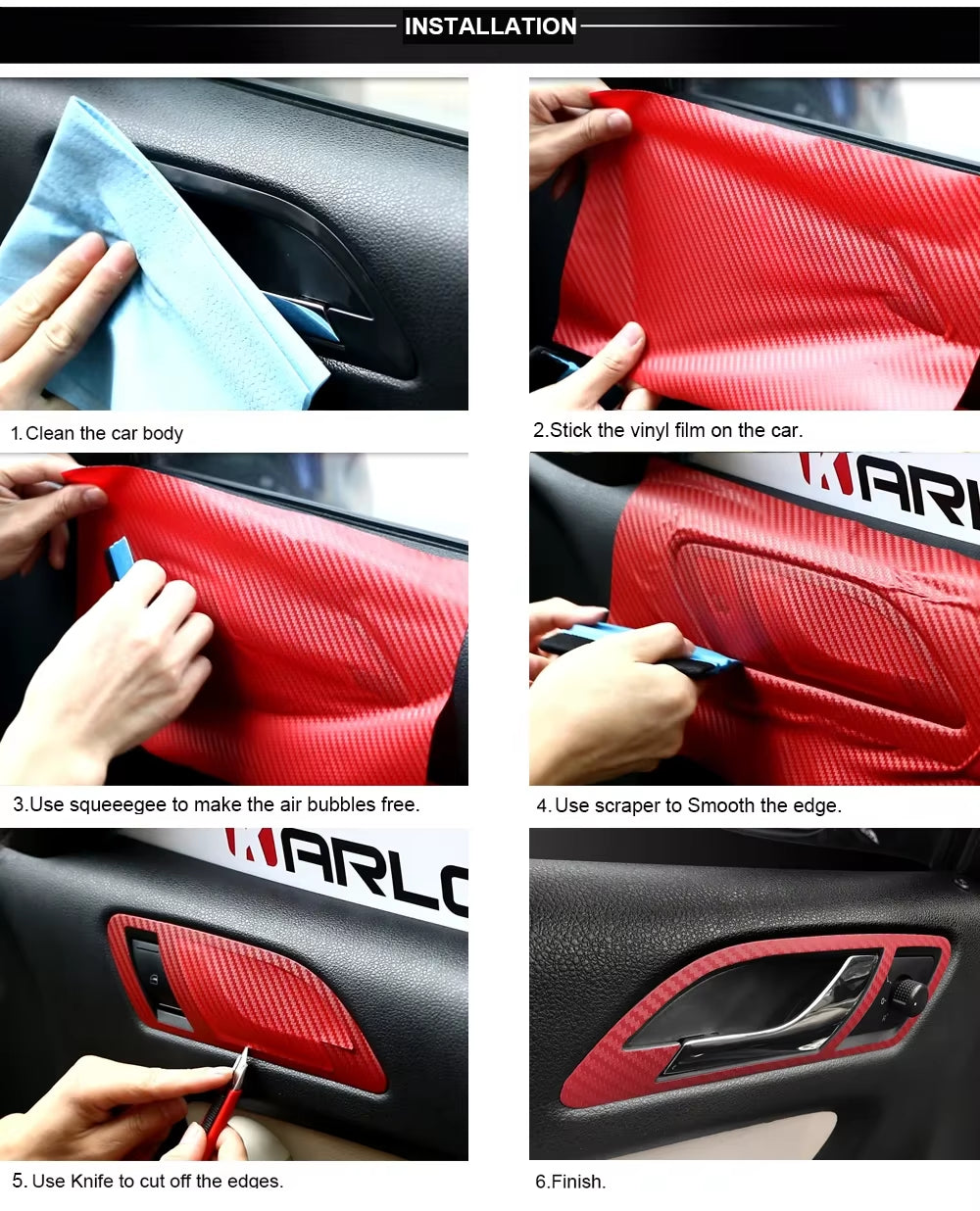 30x127cm 3D Carbon Fiber Vinyl Film Roll for Automotive Interior Styling and Decoration