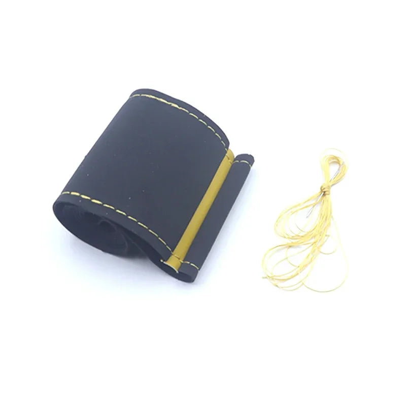 Universal 38CM Suede Leather Steering Wheel Cover - Braided Interior Accessory