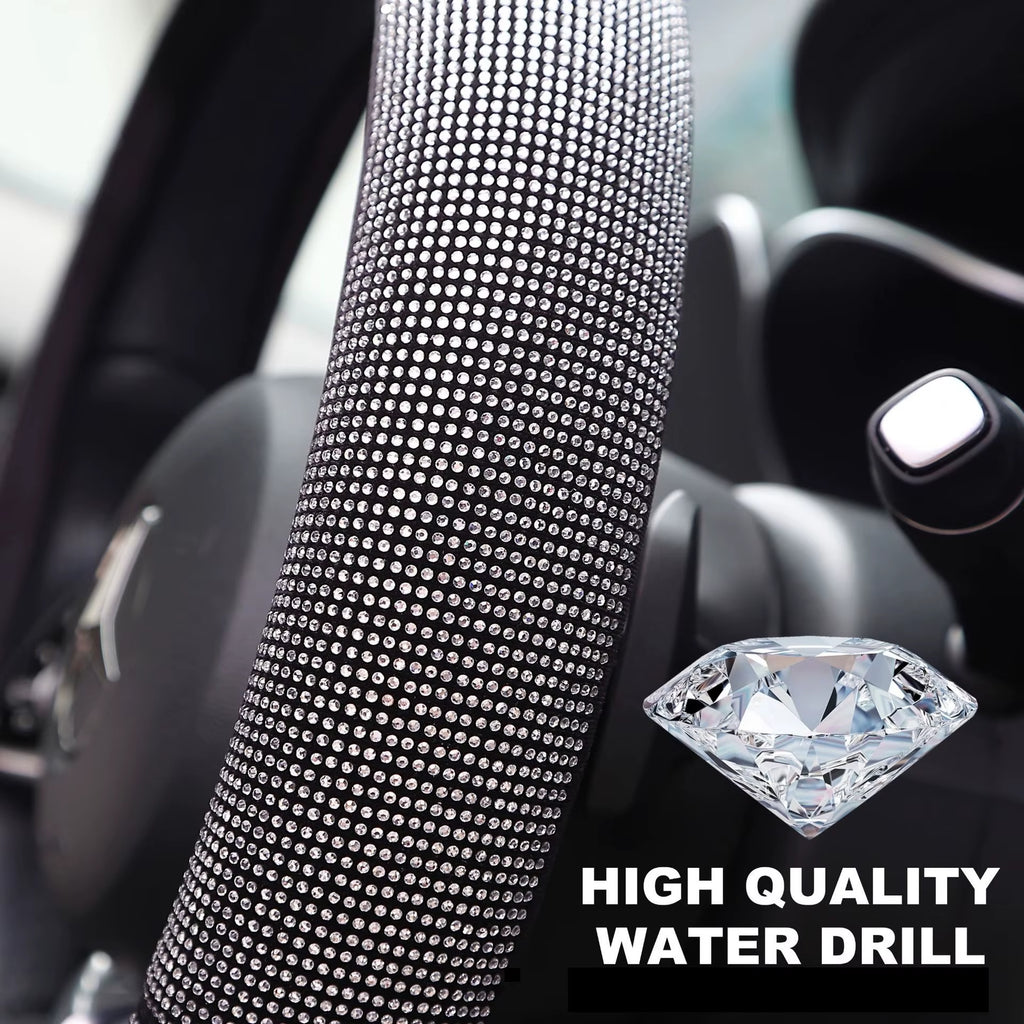 Elegant Rhinestone Steering Wheel Cover for Women – Sparkling Glitter Car Protection