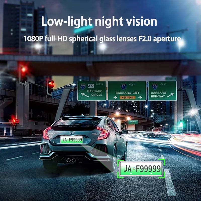 1080P Triple Camera Vehicle Dash Cam with Front and Rear Recording and Infrared Night Vision