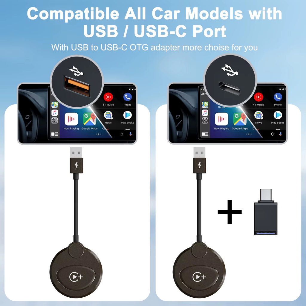 Wireless Video CarPlay Adapter with Streaming Support for OEM Wired CarPlay Vehicles