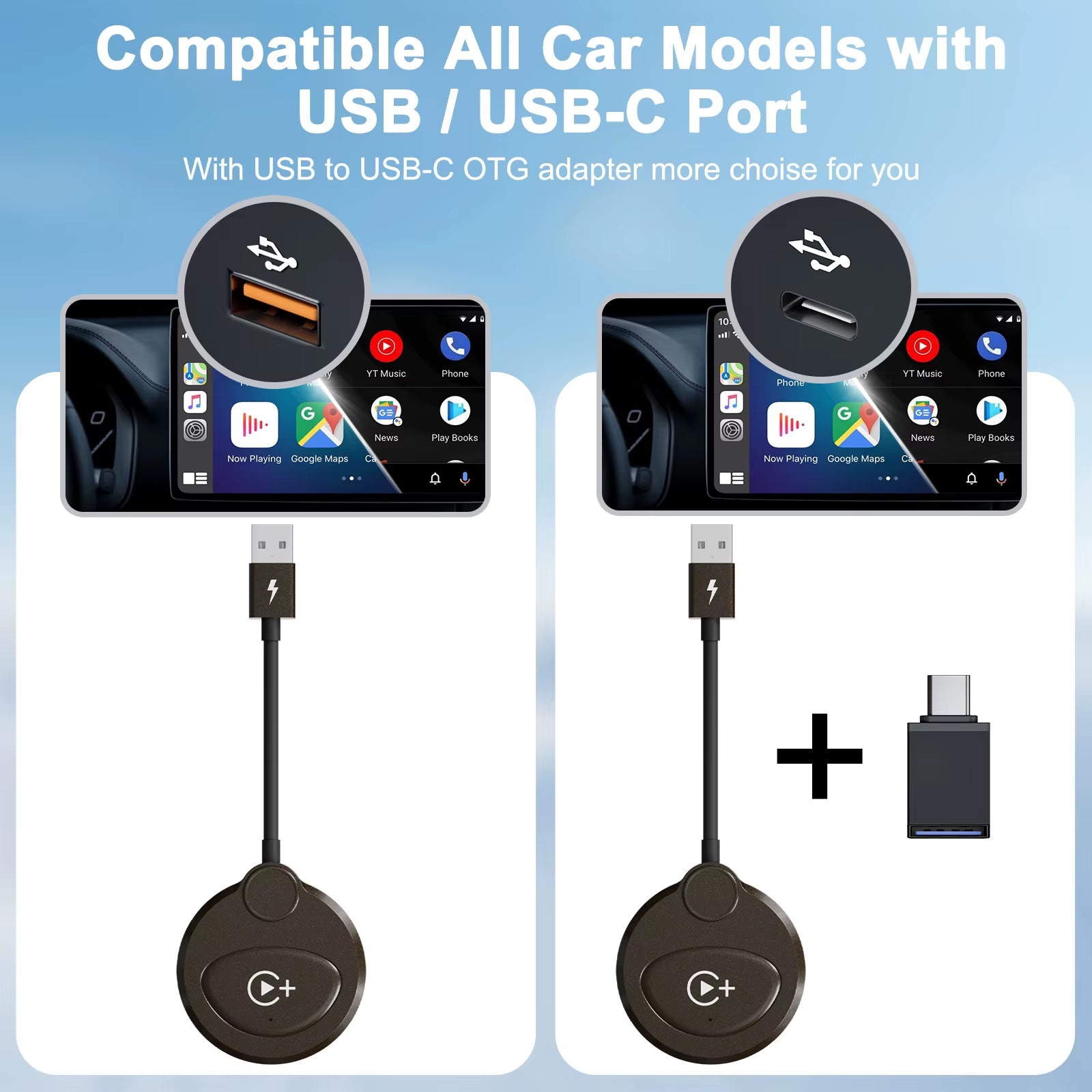 Wireless Video CarPlay Adapter with Streaming Support for OEM Wired CarPlay Vehicles