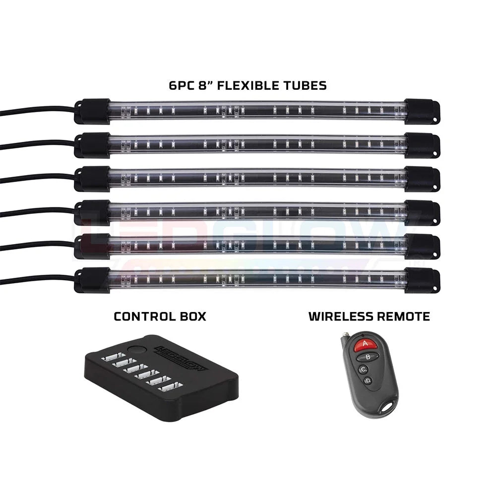 6-Piece Flexible LED Multi-Color Interior Underdash Lighting Kit