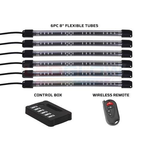 6-Piece Flexible LED Multi-Color Interior Underdash Lighting Kit