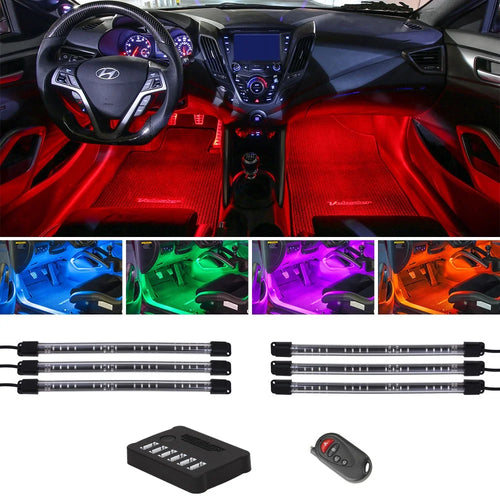 6-Piece Flexible LED Multi-Color Interior Underdash Lighting Kit