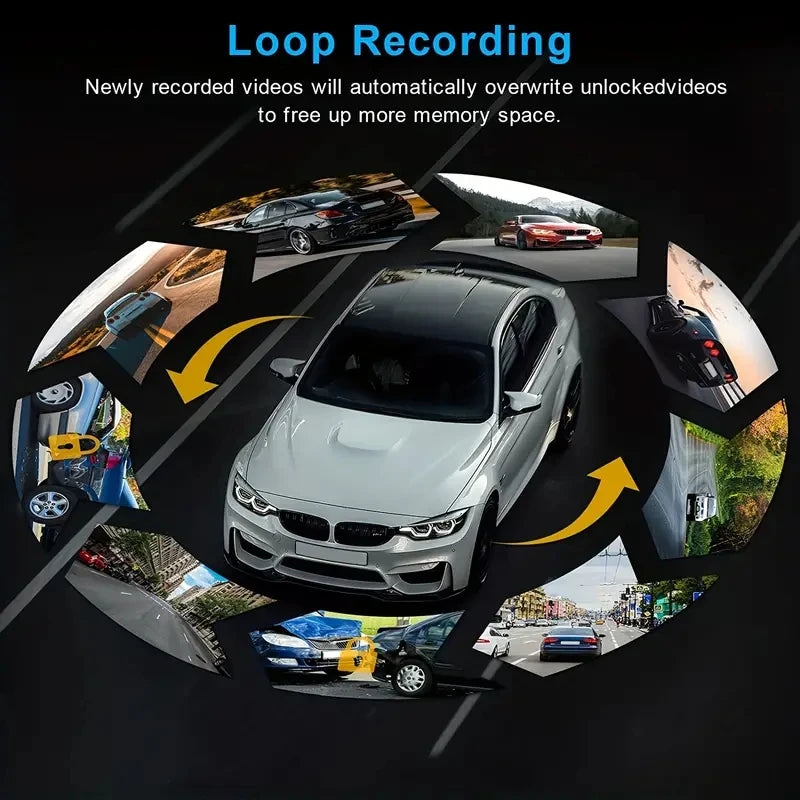 1080P Dual Camera Dash Cam for Vehicles with Front and Interior Recording, IR Night Vision, Loop Recording, and Wide Angle Lens