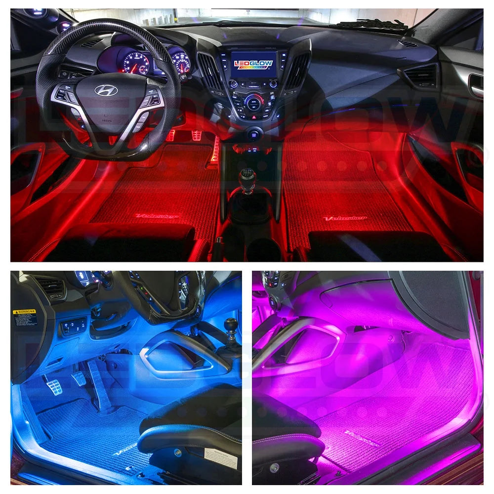 6-Piece Flexible LED Multi-Color Interior Underdash Lighting Kit