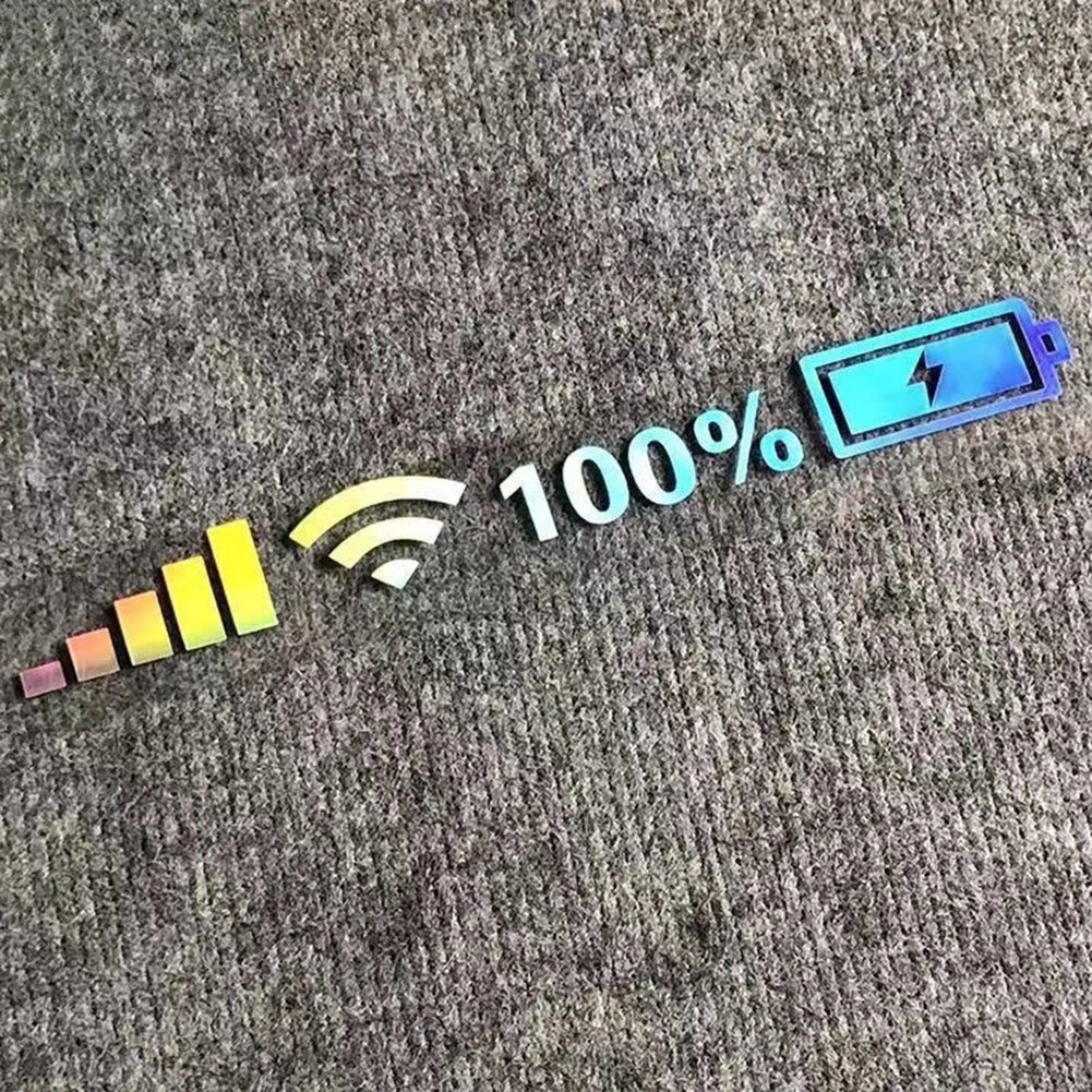 Reflective Car Vinyl Stickers - Wifi Battery Level Signal Decals for Automotive Decor