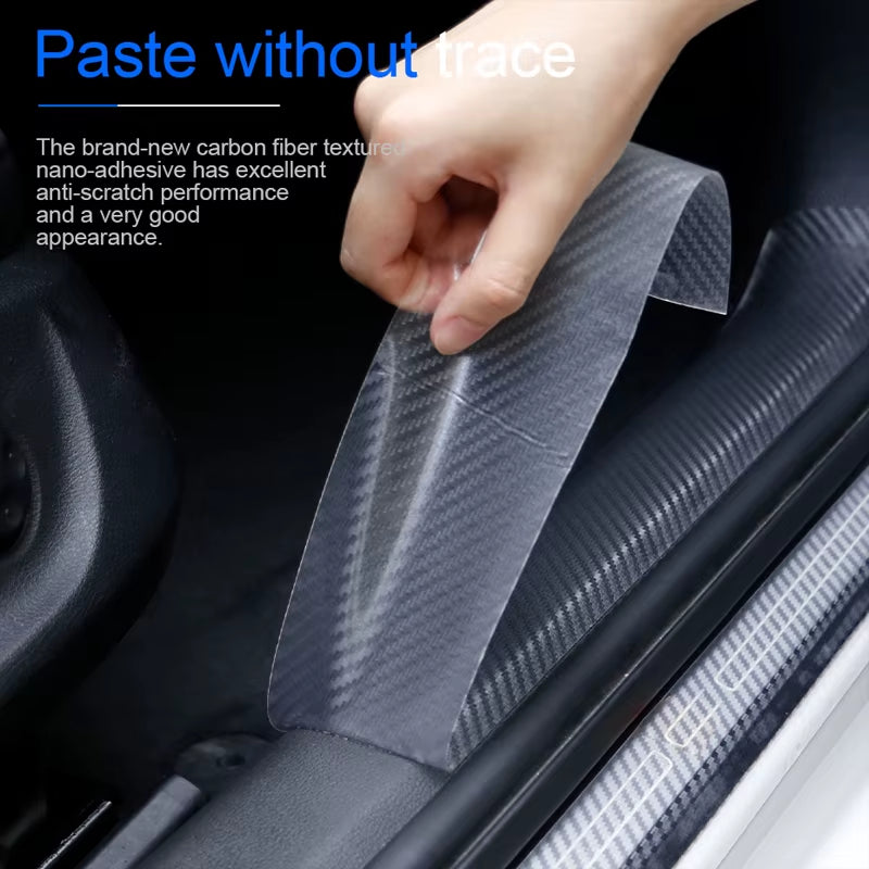Carbon Fiber Transparent Door Edge Film - Anti-Scratch Auto Door Sill Protector for Bumpers and Trunks