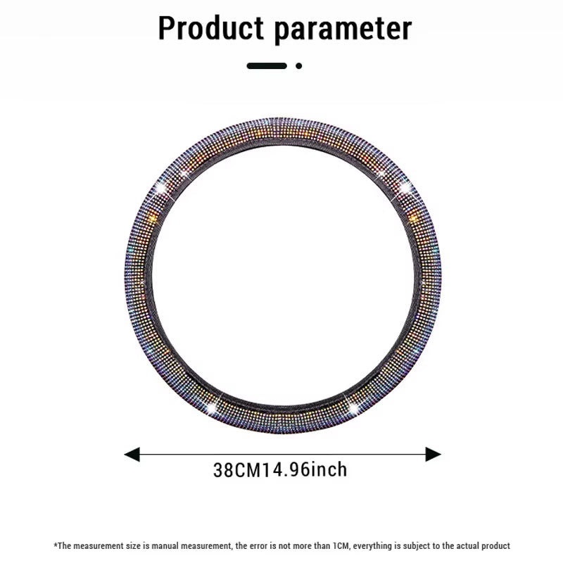Elegant Rhinestone Steering Wheel Cover for Women – Sparkling Glitter Car Protection