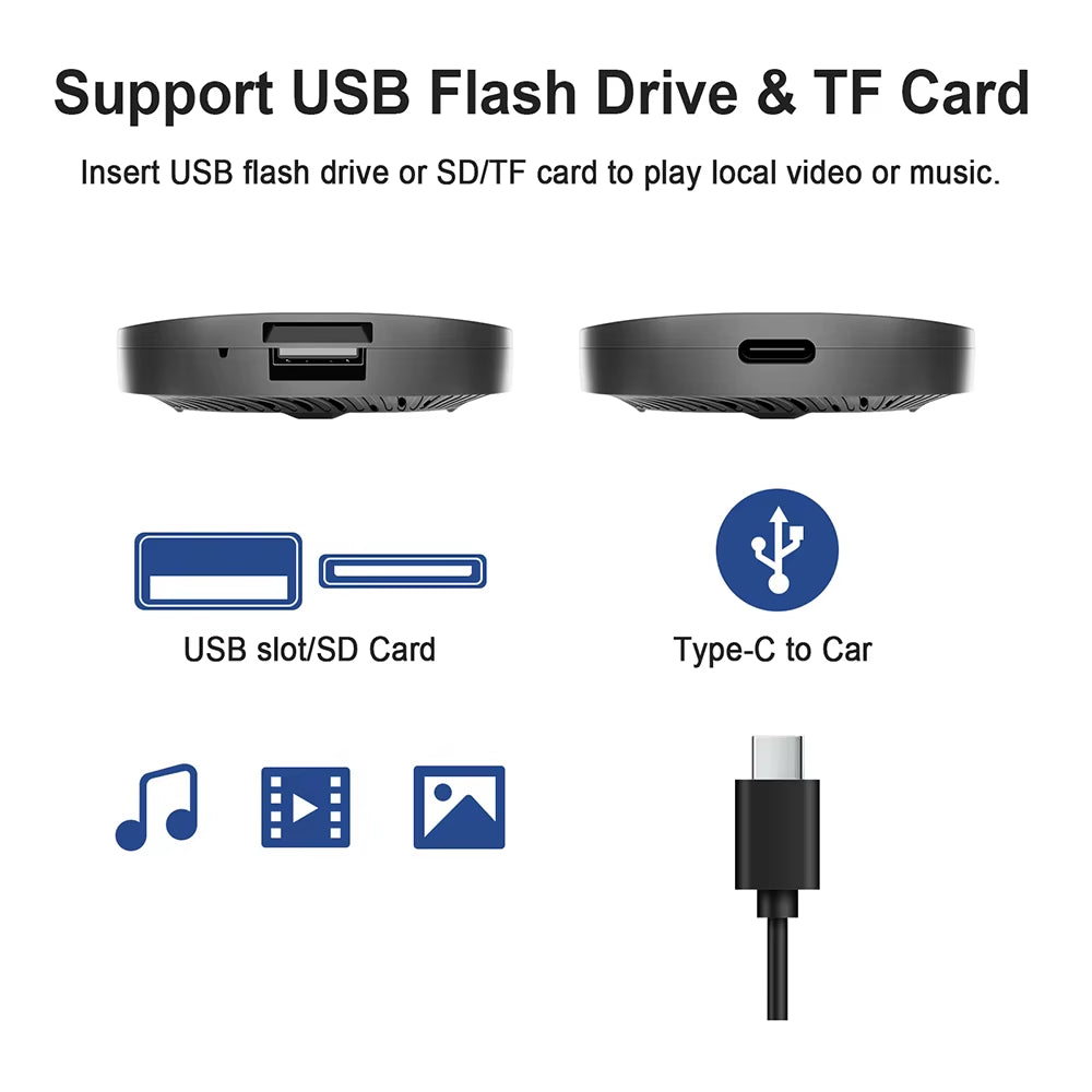 Wireless CarPlay and Android Auto Adapter with TV Streaming for Enhanced In-Car Entertainment