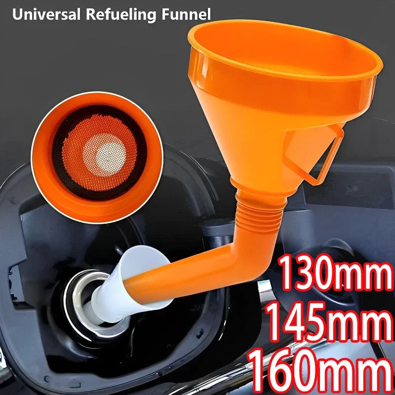 Professional Plastic Funnel for Refueling Gasoline and Engine Oil - Long Mouth Design for Cars and Motorcycles (130/145/160mm)