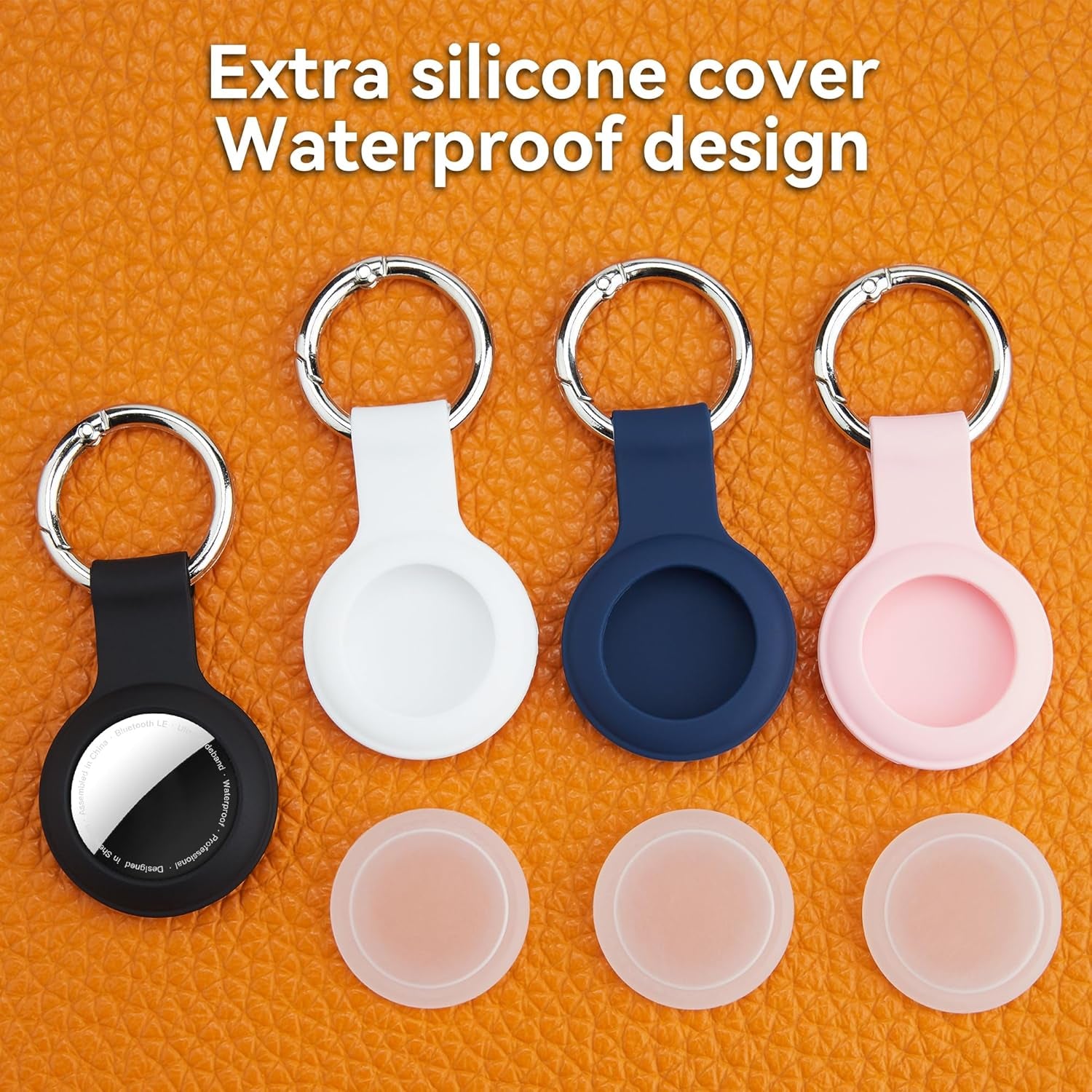 IPX8 Waterproof Airtag Keychain Holder - 4 Pack, Soft Silicone Case, Shockproof & Anti-Scratch with Keyring for Airtag 1st & 2nd Generation Trackers, Ideal for Luggage, Kids, Bags, and Dog Collars