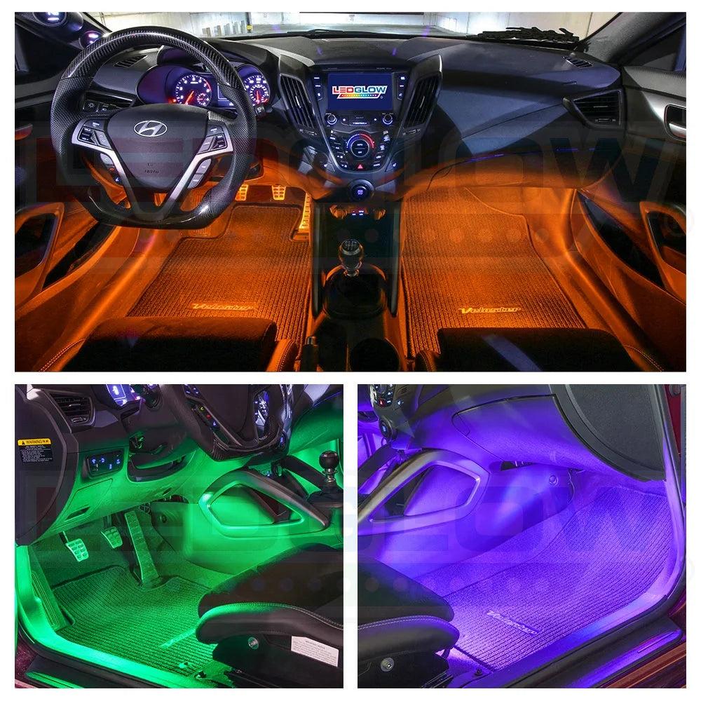 6-Piece Flexible LED Multi-Color Interior Underdash Lighting Kit