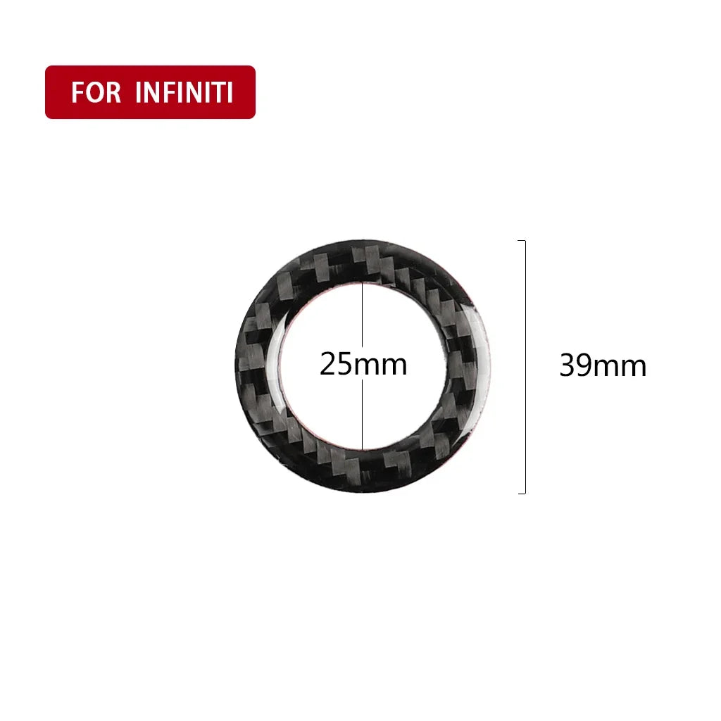 Car Interior Engine Start/Stop Button Panel Ring Cover Trim - Carbon Fiber Decal for Infiniti Q50/Q60 Auto Accessories