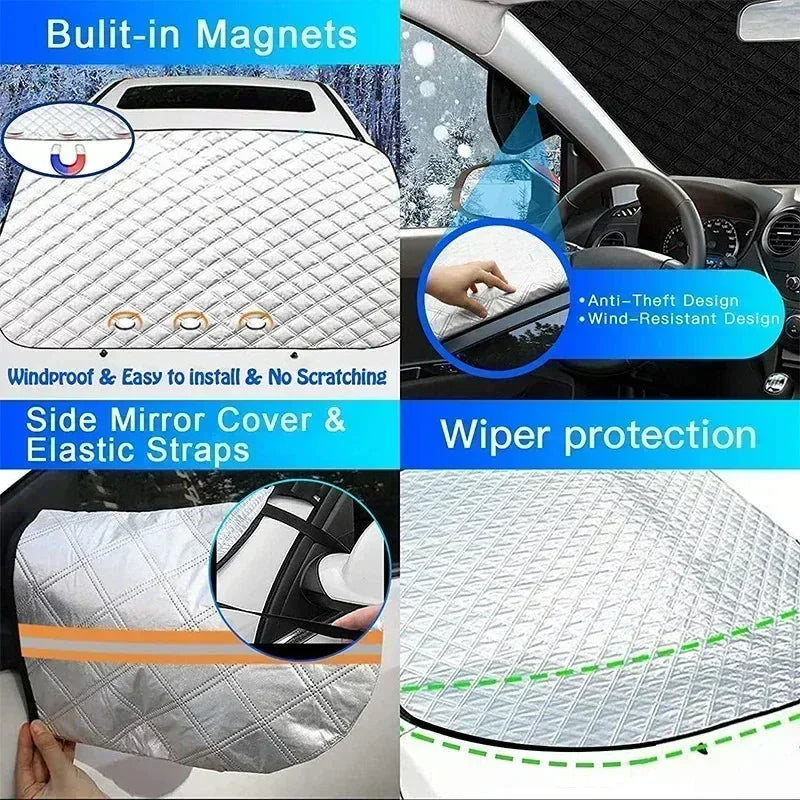 Magnetic Front Windshield Snow Shield and Frost Prevention Sunshade - Thickened Car Coat (1PC)