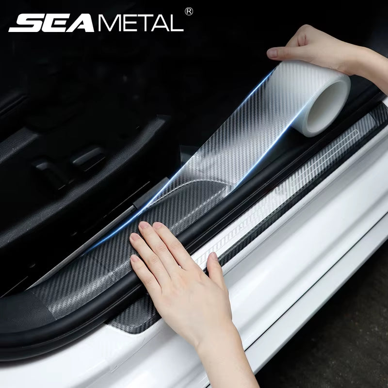 Carbon Fiber Transparent Door Edge Film - Anti-Scratch Auto Door Sill Protector for Bumpers and Trunks